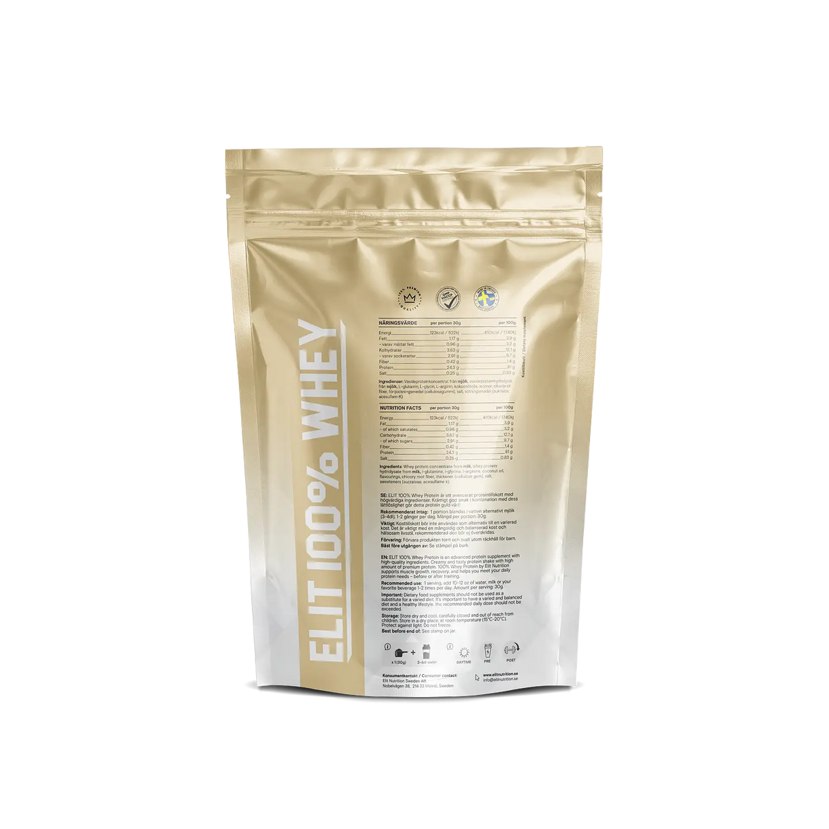 Elit Nutrition - 100% Whey Protein - Vanilla Ice Cream, 900g