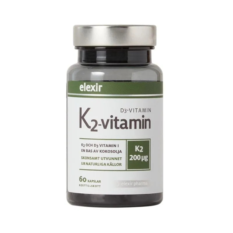 Elexir Pharma - K2+D3 200 mcg 60 kapslar