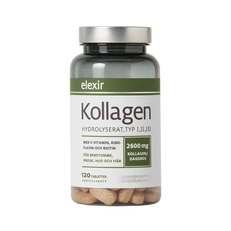 Elexir Pharma - Kollagen Hydrolyserat Typ I, II, III 120 tab